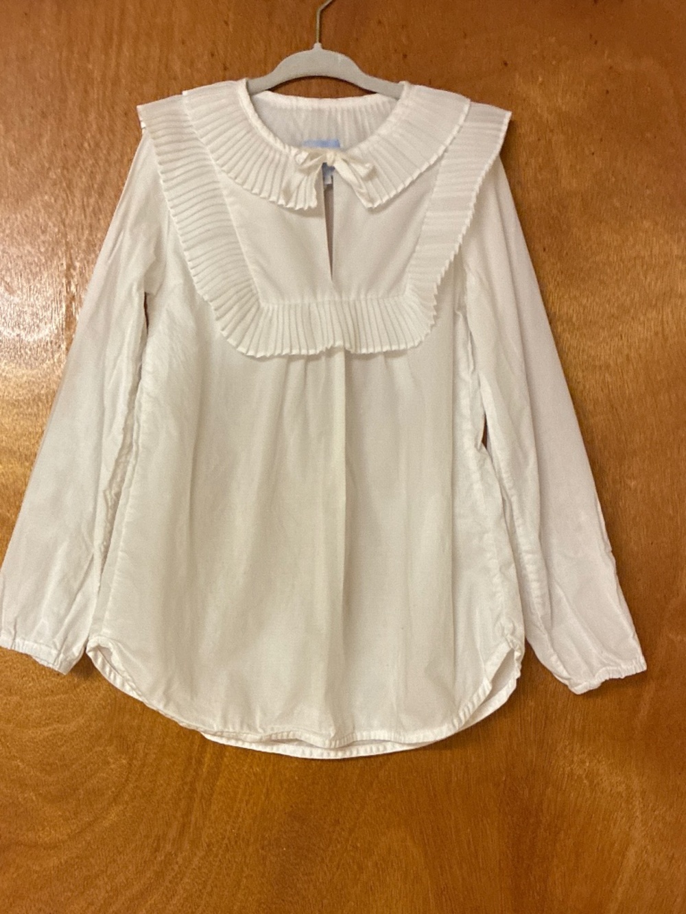 Bella Bliss Cotton Ruffle Tie neckline White Top